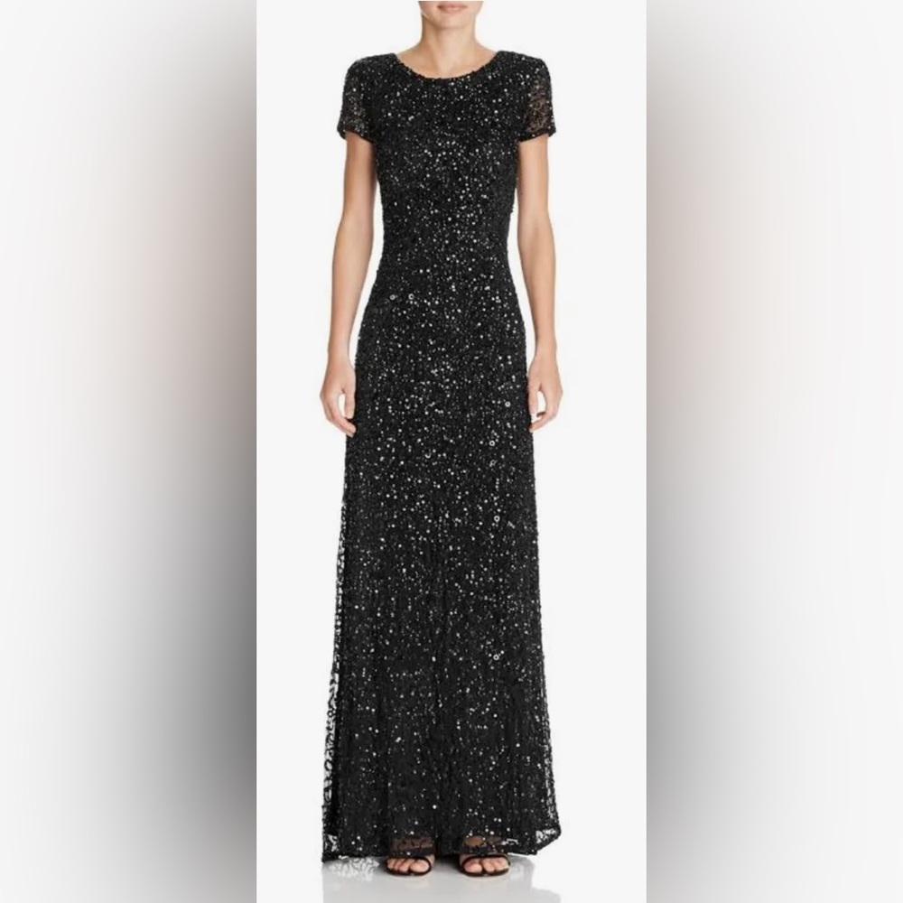 ADRIANNA PAPELL | Beautiful evening black sequin gown